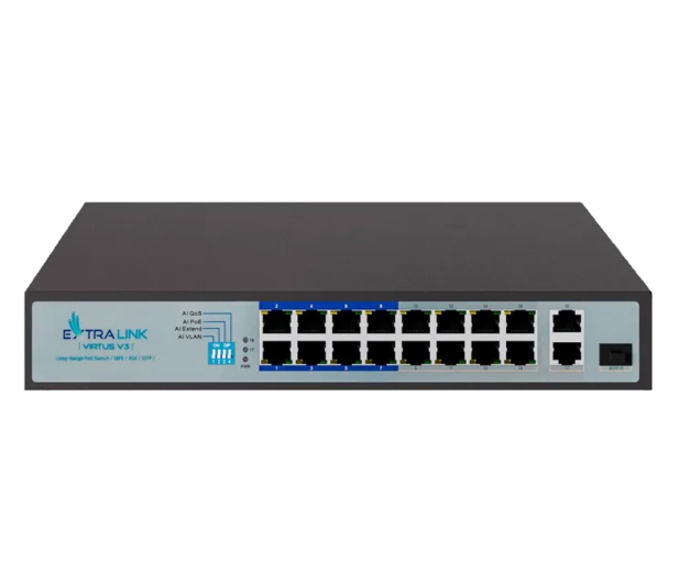ExtraLink VIRTUS V3 PoE 16x 100Mb/s PoE/PoE+ 2x Gigabit + 1x SFP 150W - 1544066 - zdjęcie